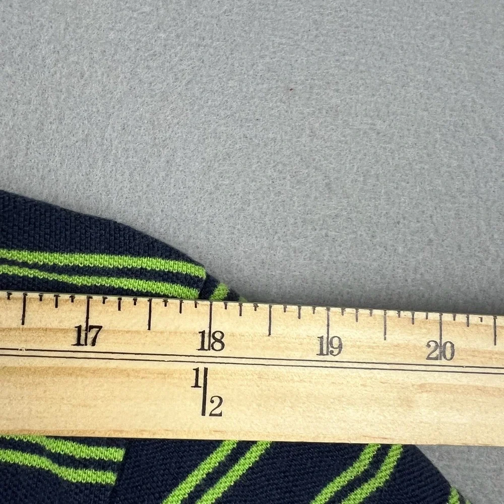 Vintage Y2K Polo Ralph Lauren Mens L Navy Green Striped Short Sleeve Polo Shirt